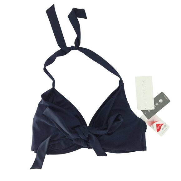 Athleta Wrap Bikini Top Navy Blue Summer Vacation Beach Pool Party Cruise 38 B/C - Picture 1 of 9